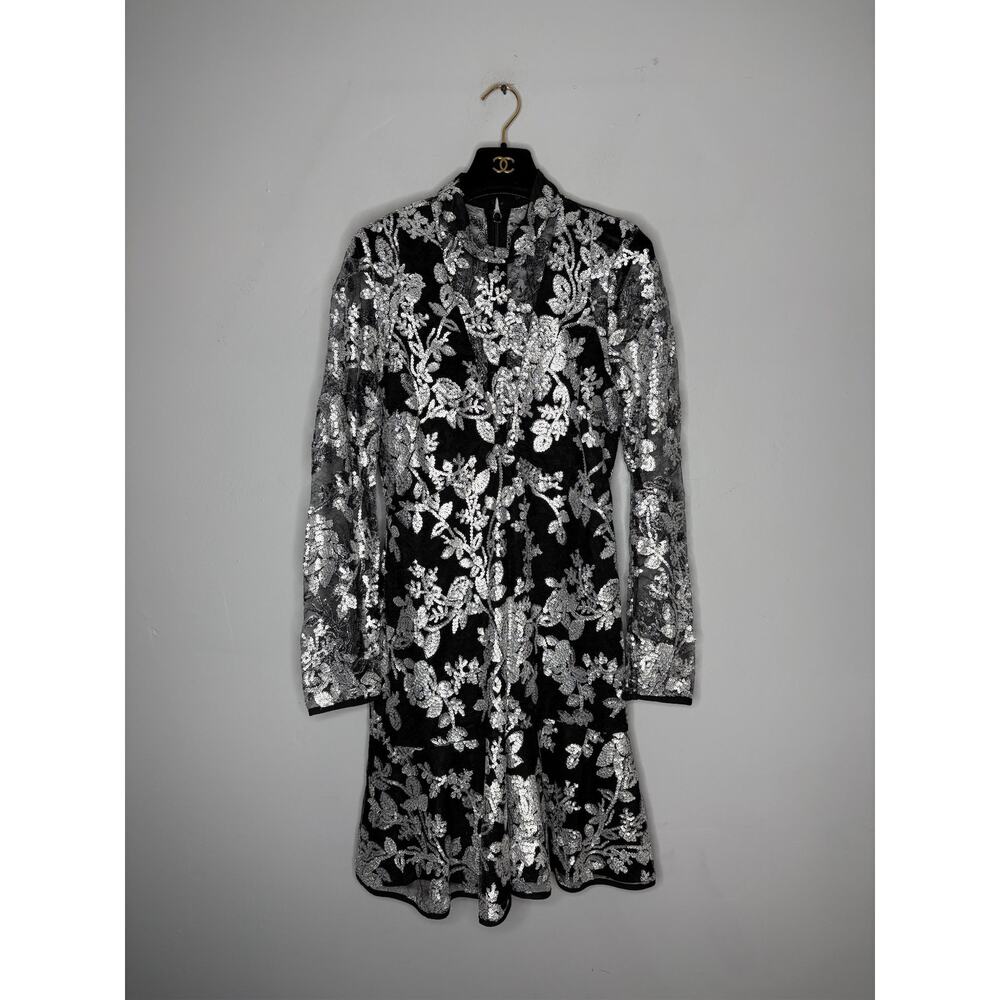 Adelyn Rae Dress A Line Large Black Silver Hourglass Lace Sequin Elegant